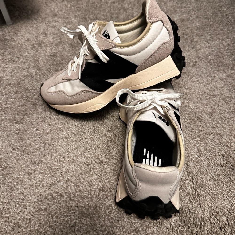 Black and Cream Sneakers with Chunky Sole